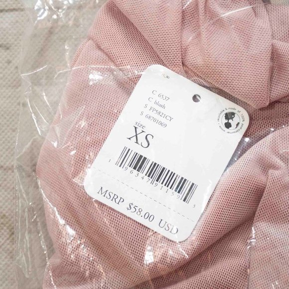 NWT Free People Under It All Ruched Mesh Turtleneck Bodysuit in Blush si… - Picture 7 of 7